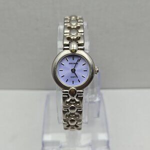 Womens Sekonda Silver Purple Quartz Watch Bracelet New Battery 04263 Scroll